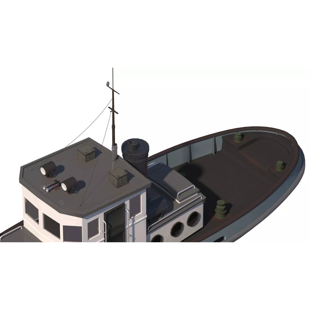 Tug Boat 3D Model – High Poly Industrial Vessel, FBX, PBR - View 8