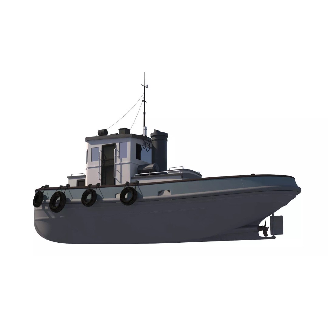 Tug Boat 3D Model – High Poly Industrial Vessel, FBX, PBR - View 9