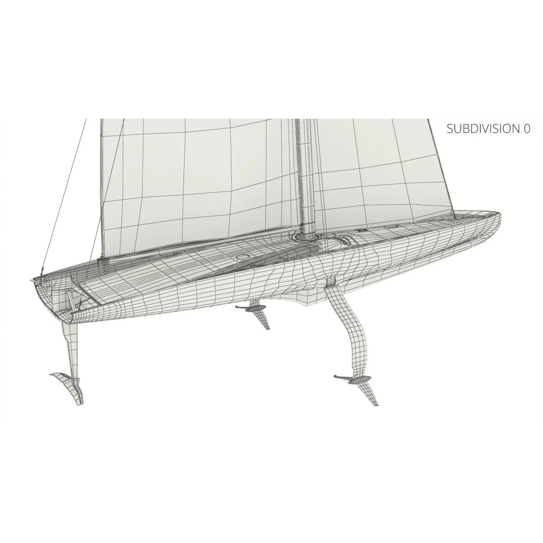 AC75 Hydrofoil Sailboat 3D Model – Airbus Edition PBR Asset, FBX, OBJ - View 10