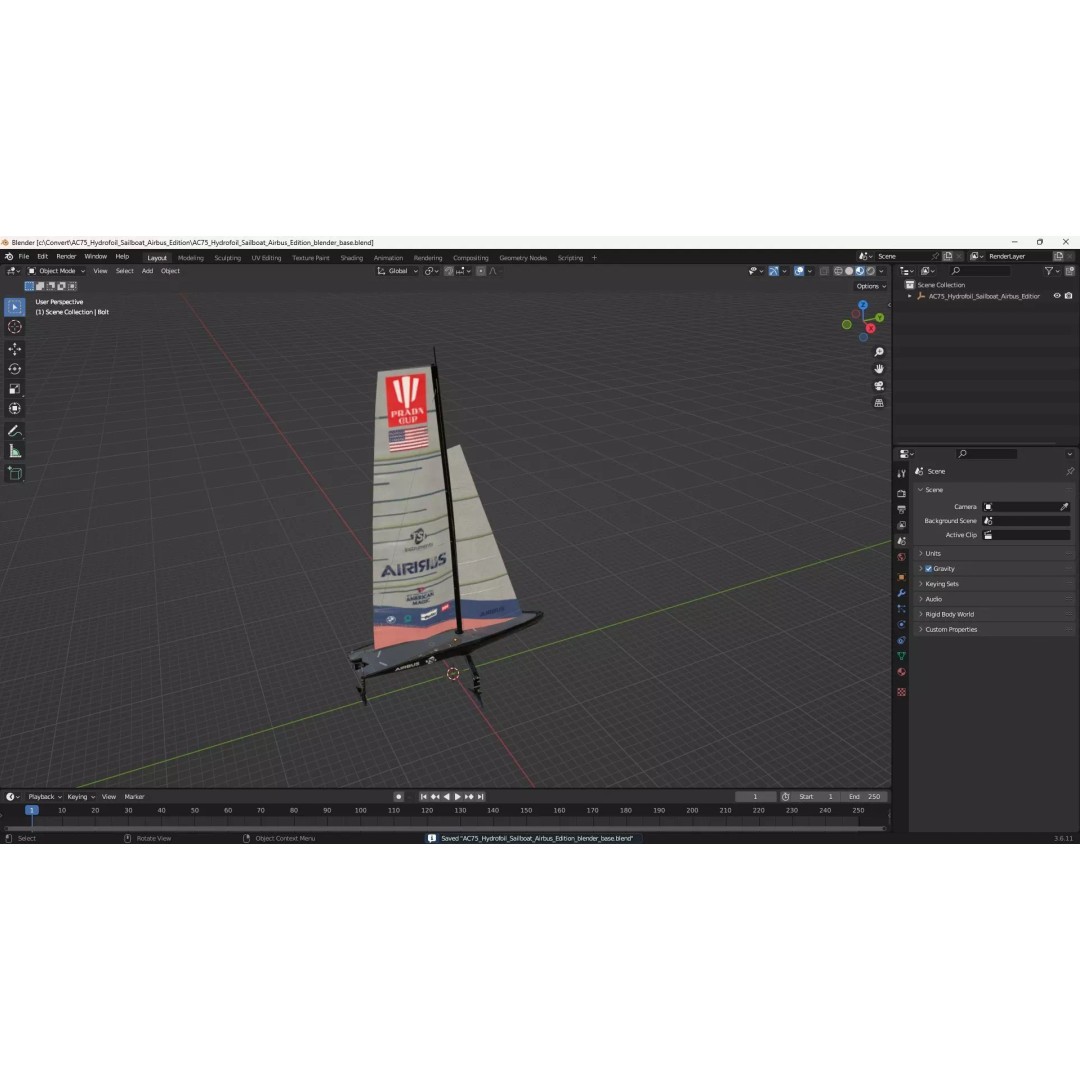 AC75 Hydrofoil Sailboat 3D Model – Airbus Edition PBR Asset, FBX, OBJ - View 16