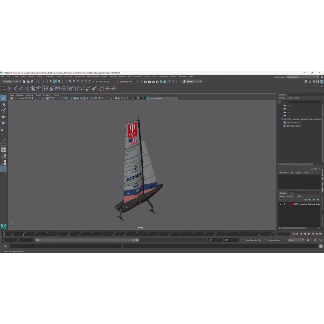AC75 Hydrofoil Sailboat 3D Model – Airbus Edition PBR Asset, FBX, OBJ - View 17