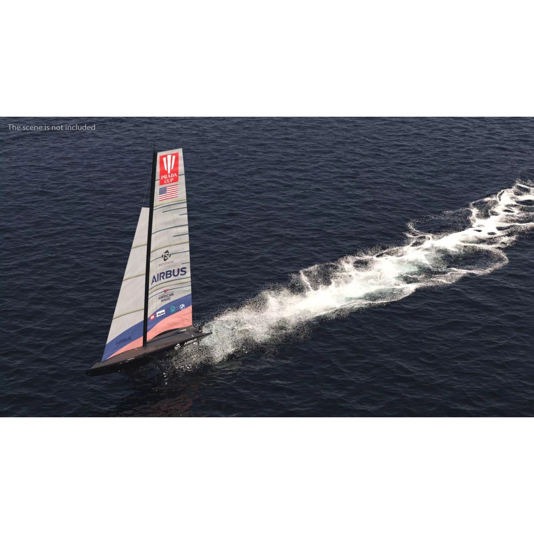 AC75 Hydrofoil Sailboat 3D Model – Airbus Edition PBR Asset, FBX, OBJ - View 2