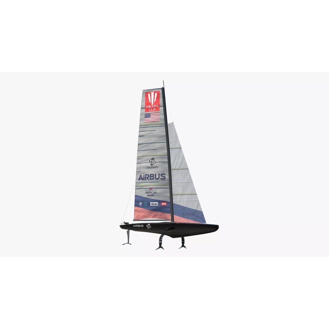 AC75 Hydrofoil Sailboat 3D Model – Airbus Edition PBR Asset, FBX, OBJ - View 3