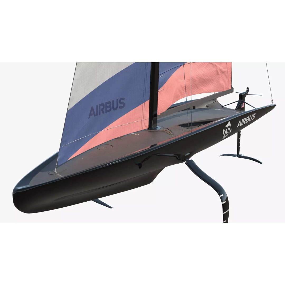 AC75 Hydrofoil Sailboat 3D Model – Airbus Edition PBR Asset, FBX, OBJ - View 5