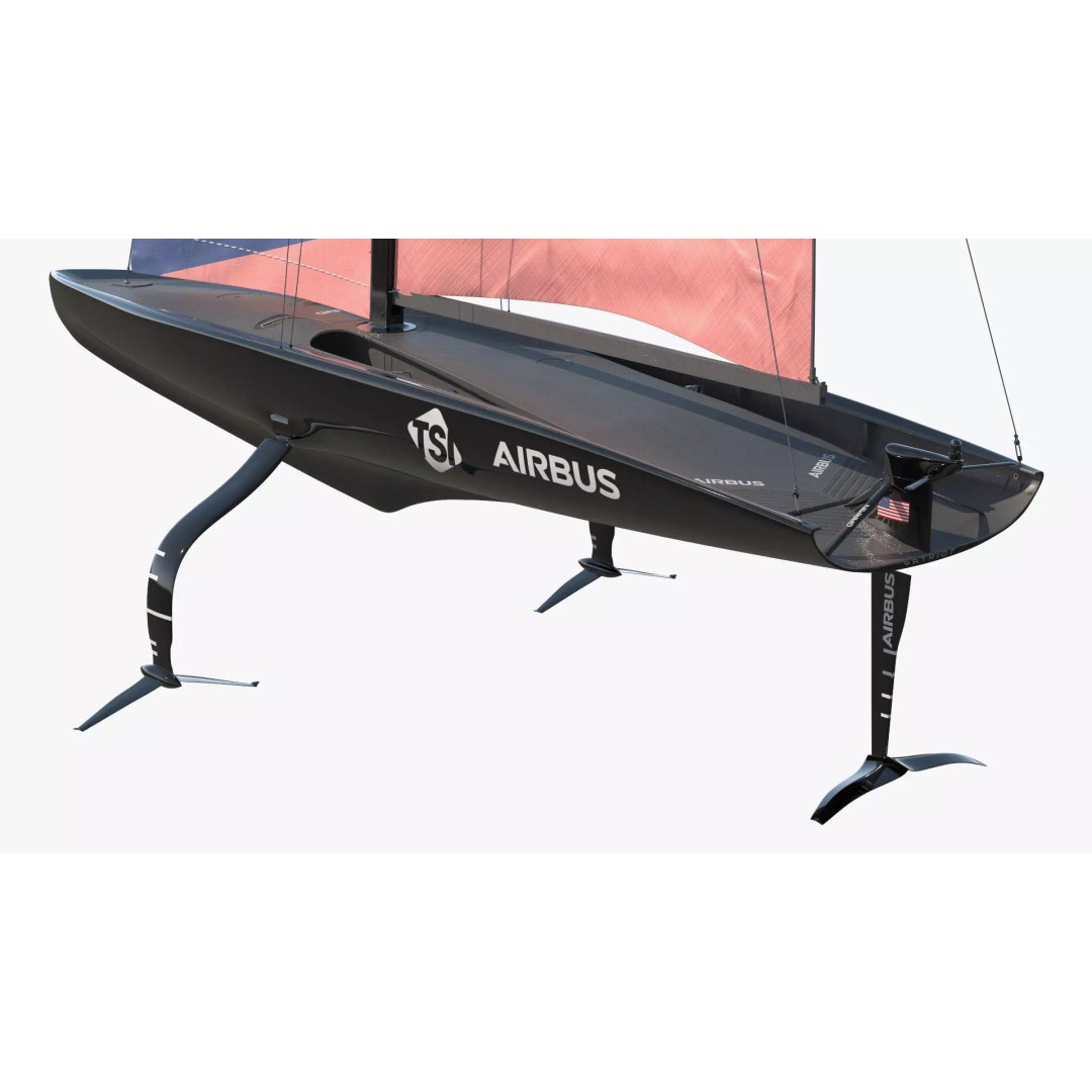 AC75 Hydrofoil Sailboat 3D Model – Airbus Edition PBR Asset, FBX, OBJ - View 6