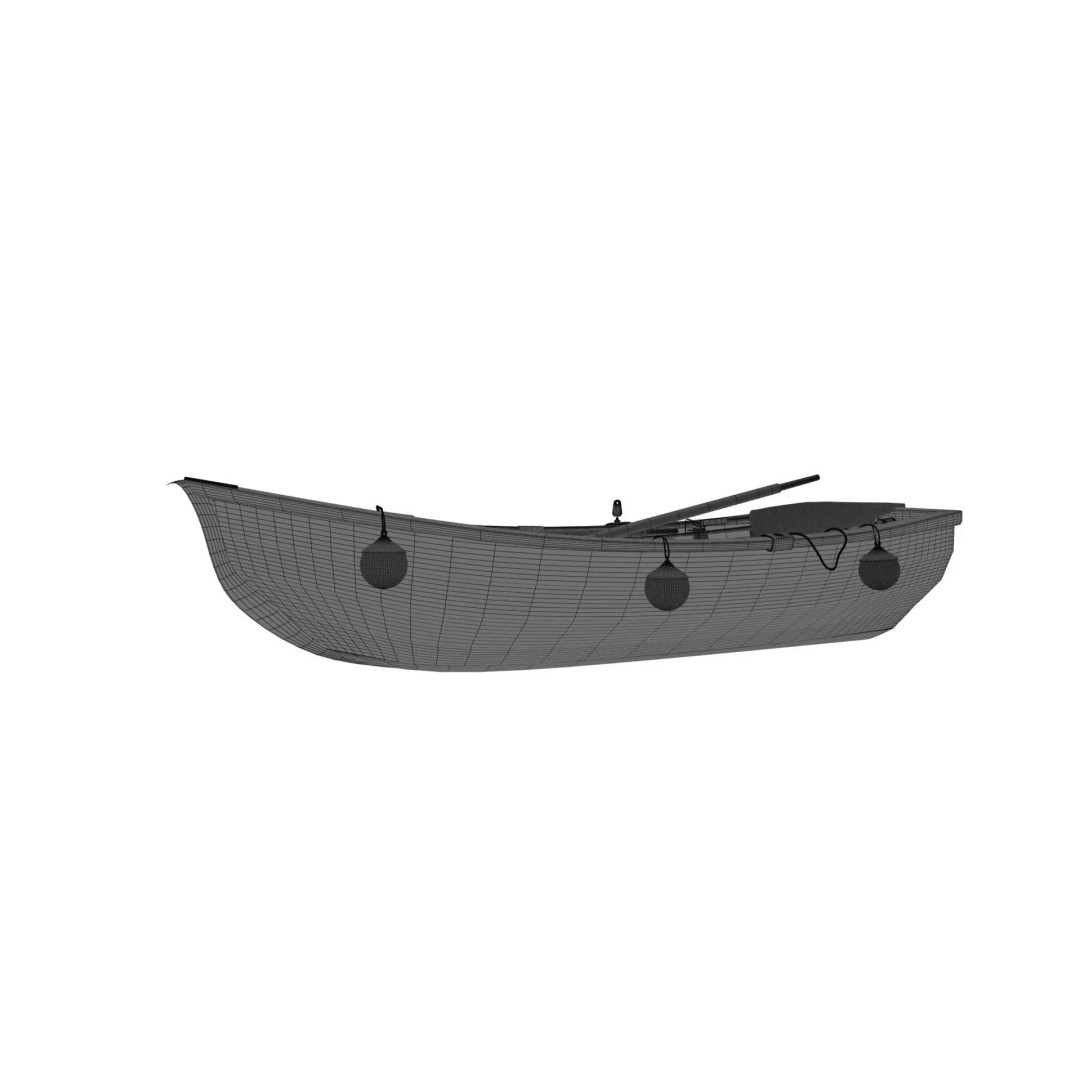 Wooden Rowboat 3D Model – Game Ready Low Poly Asset, FBX