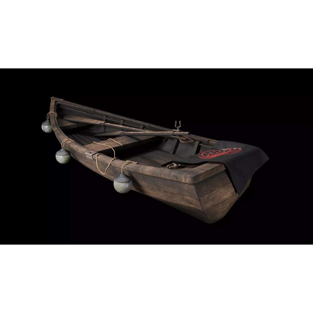 Wooden Rowboat 3D Model – Game Ready Low Poly Asset, FBX - View 2