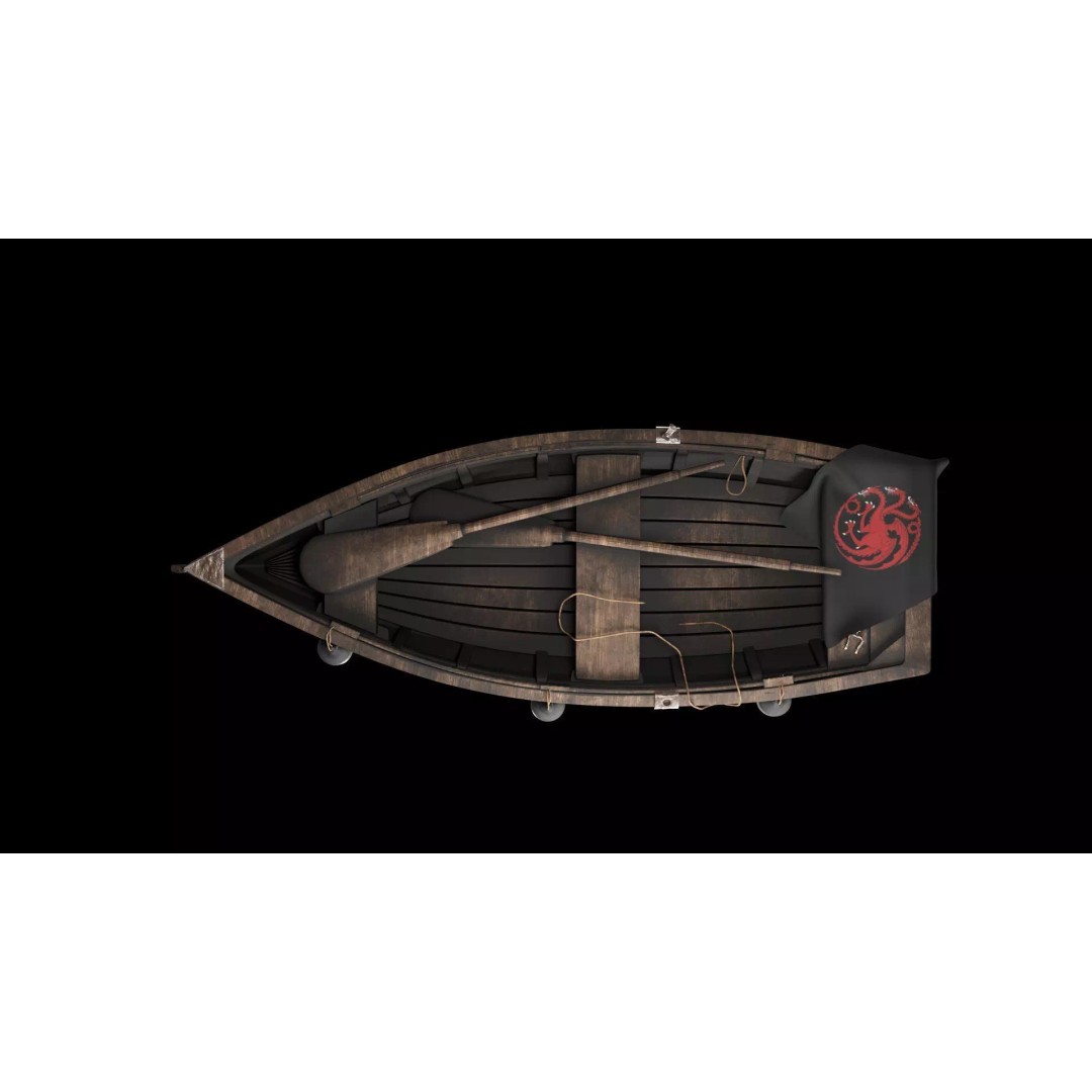 Wooden Rowboat 3D Model – Game Ready Low Poly Asset, FBX - View 4