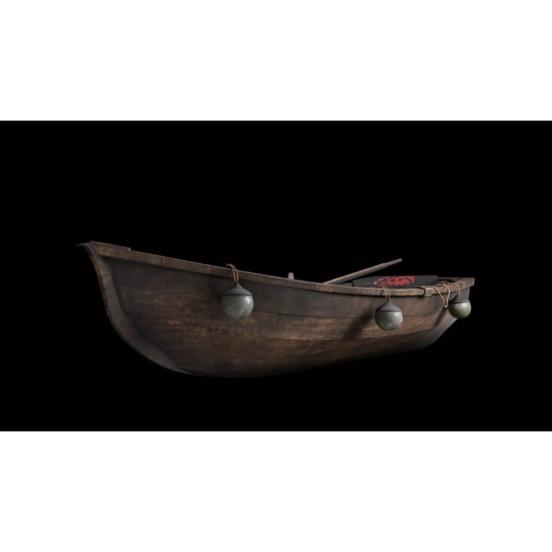Wooden Rowboat 3D Model – Game Ready Low Poly Asset, FBX - View 5