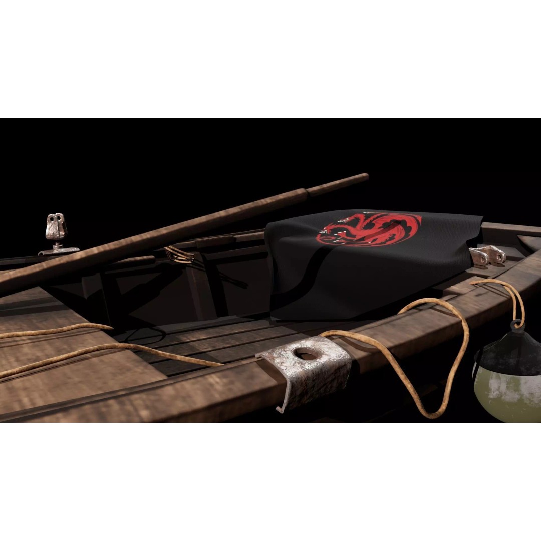 Wooden Rowboat 3D Model – Game Ready Low Poly Asset, FBX - View 6