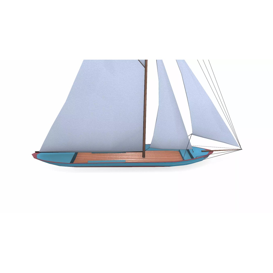 Sailboat 3D Model – Low Poly PBR Game Asset, FBX, OBJ - View 10