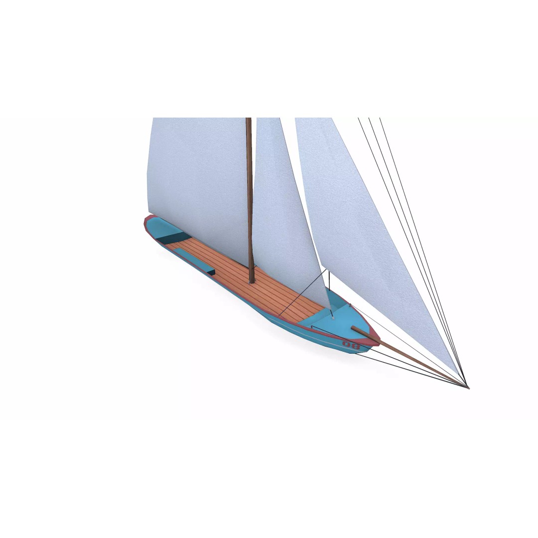 Sailboat 3D Model – Low Poly PBR Game Asset, FBX, OBJ - View 11