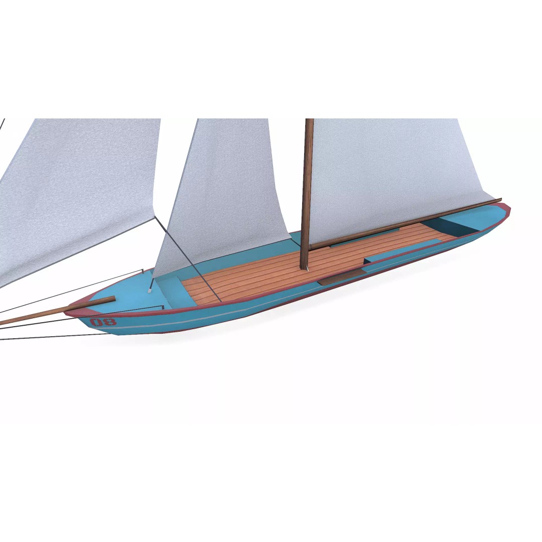 Sailboat 3D Model – Low Poly PBR Game Asset, FBX, OBJ - View 12