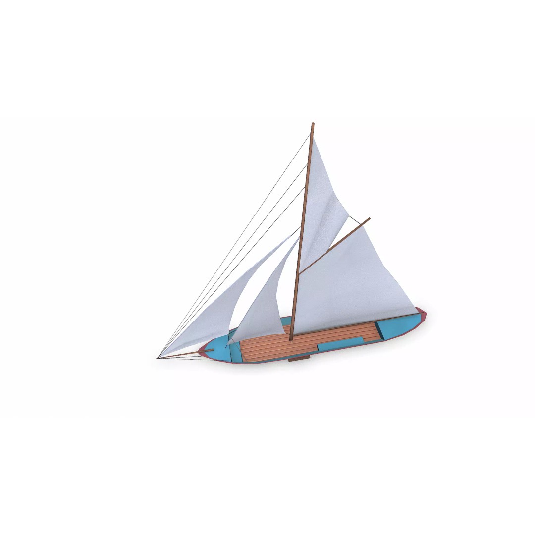 Sailboat 3D Model – Low Poly PBR Game Asset, FBX, OBJ - View 13