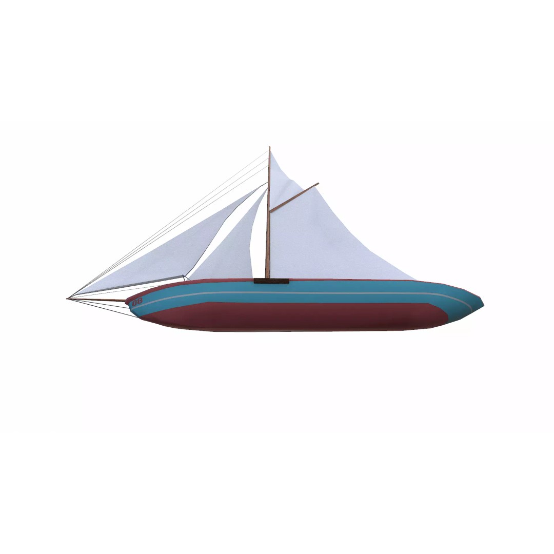 Sailboat 3D Model – Low Poly PBR Game Asset, FBX, OBJ - View 14