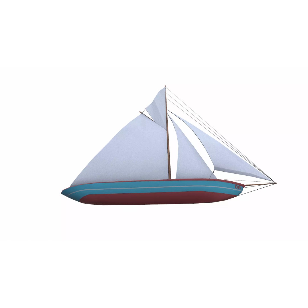 Sailboat 3D Model – Low Poly PBR Game Asset, FBX, OBJ - View 15