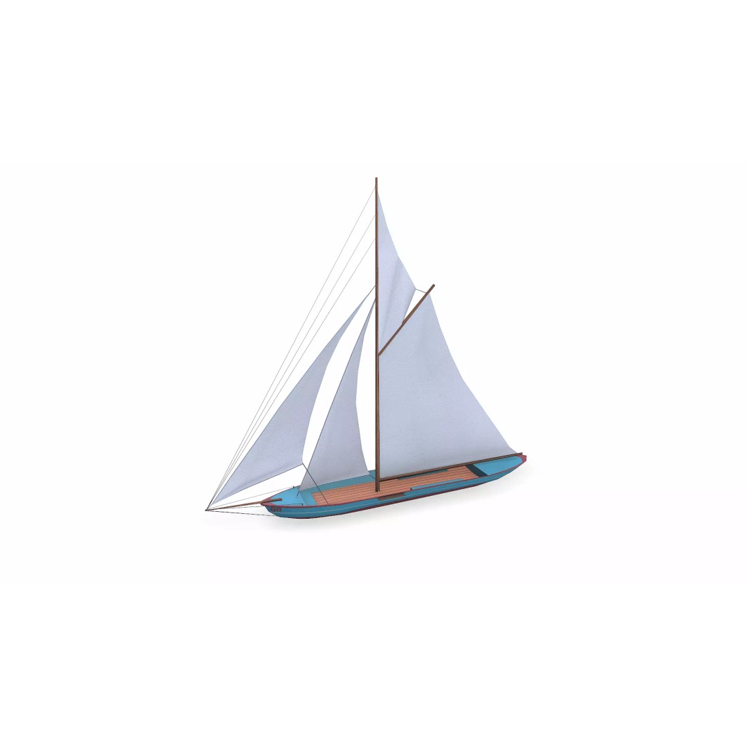 Sailboat 3D Model – Low Poly PBR Game Asset, FBX, OBJ - View 2