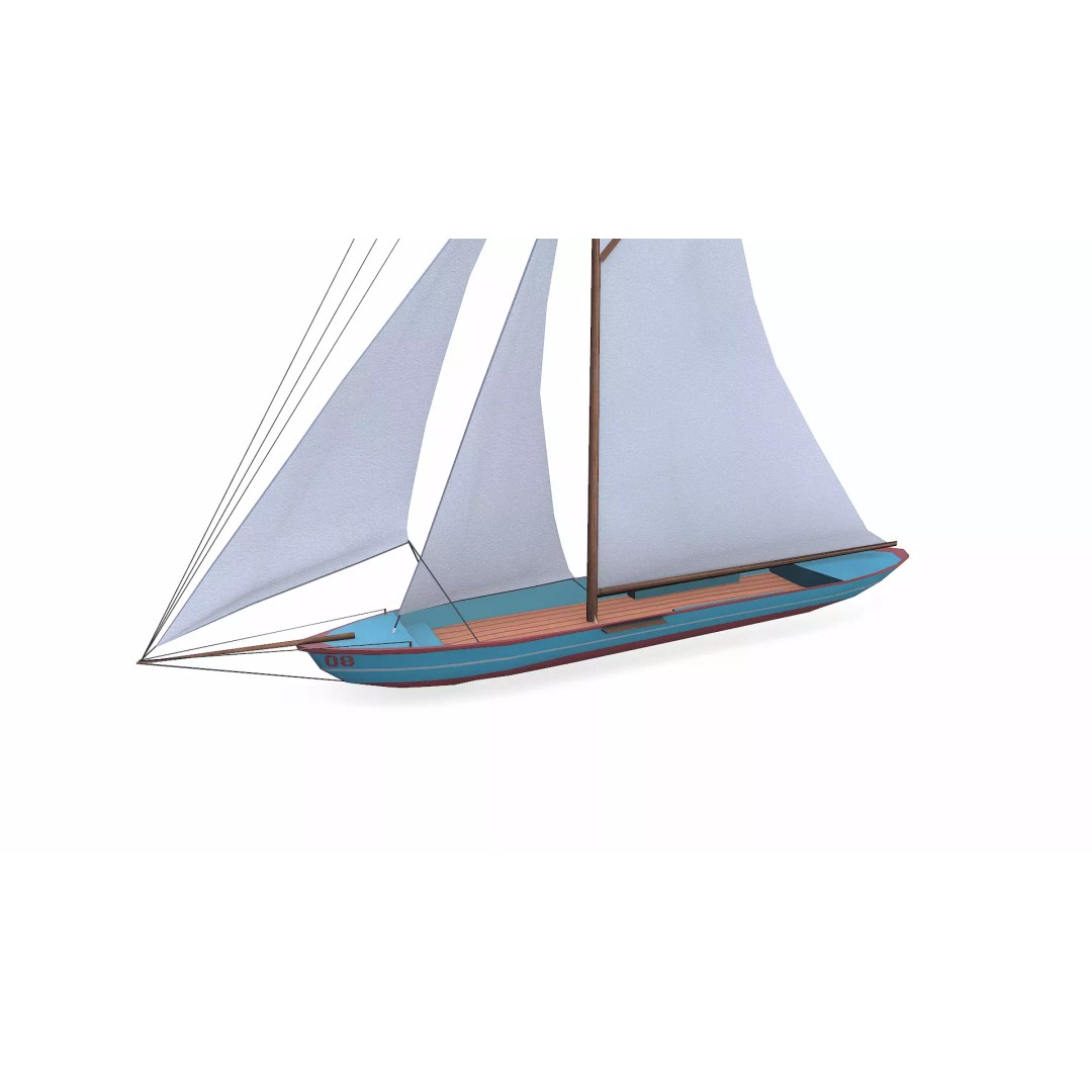 Sailboat 3D Model – Low Poly PBR Game Asset, FBX, OBJ - View 3