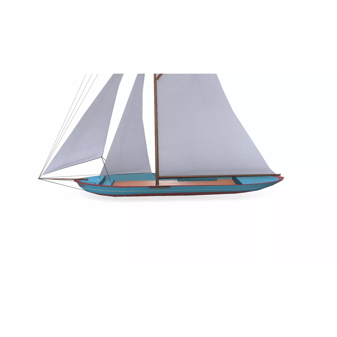Sailboat 3D Model – Low Poly PBR Game Asset, FBX, OBJ - View 4