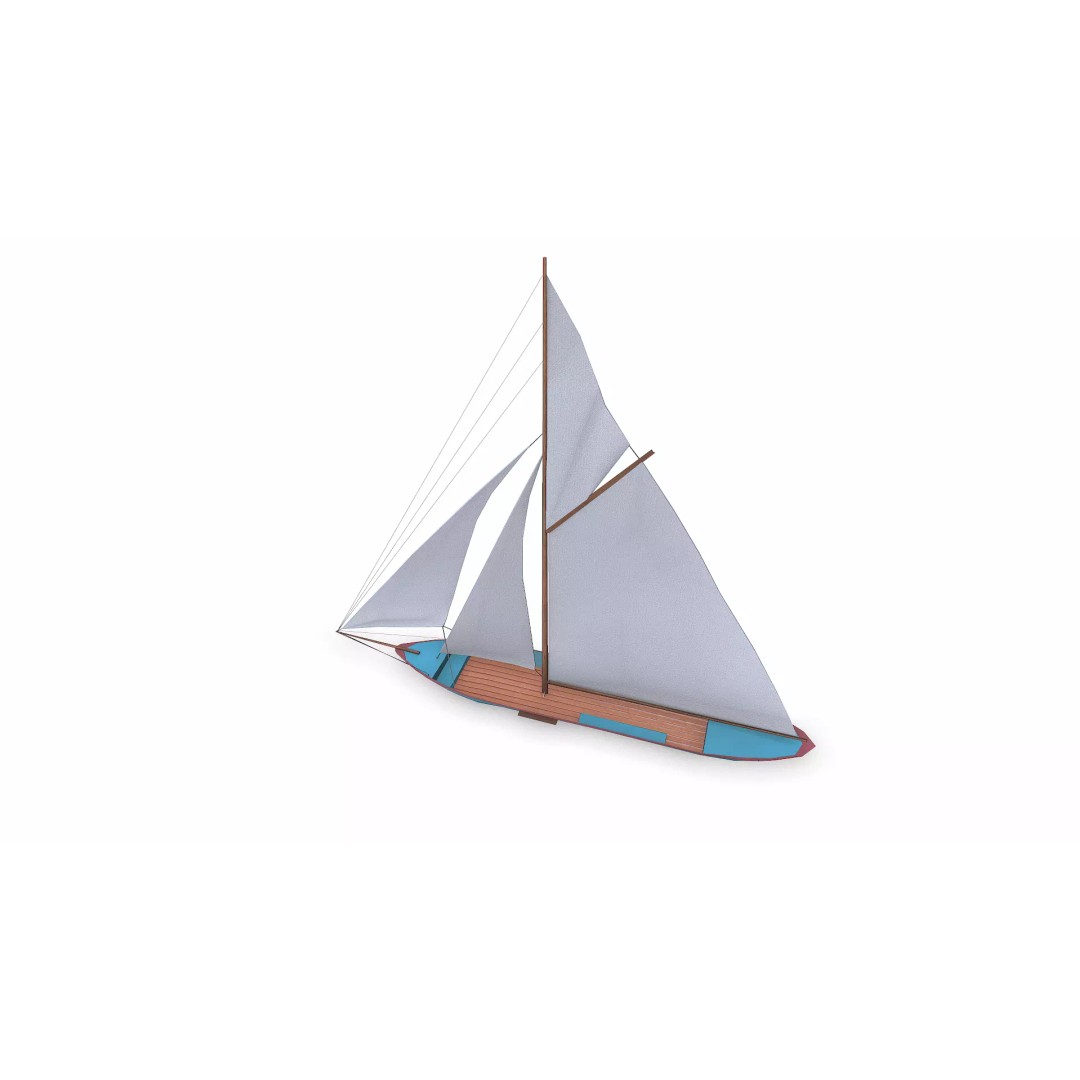 Sailboat 3D Model – Low Poly PBR Game Asset, FBX, OBJ - View 5