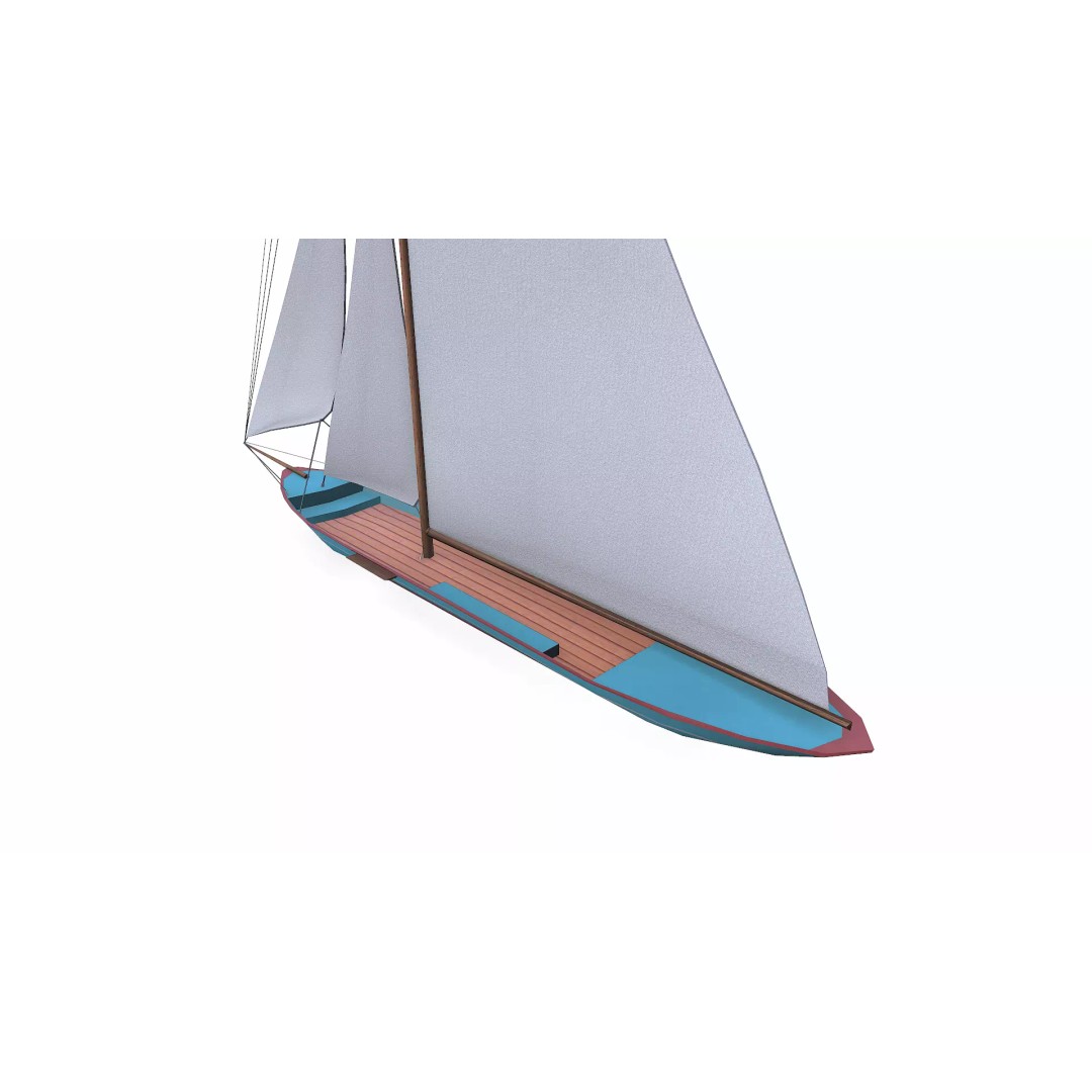 Sailboat 3D Model – Low Poly PBR Game Asset, FBX, OBJ - View 6