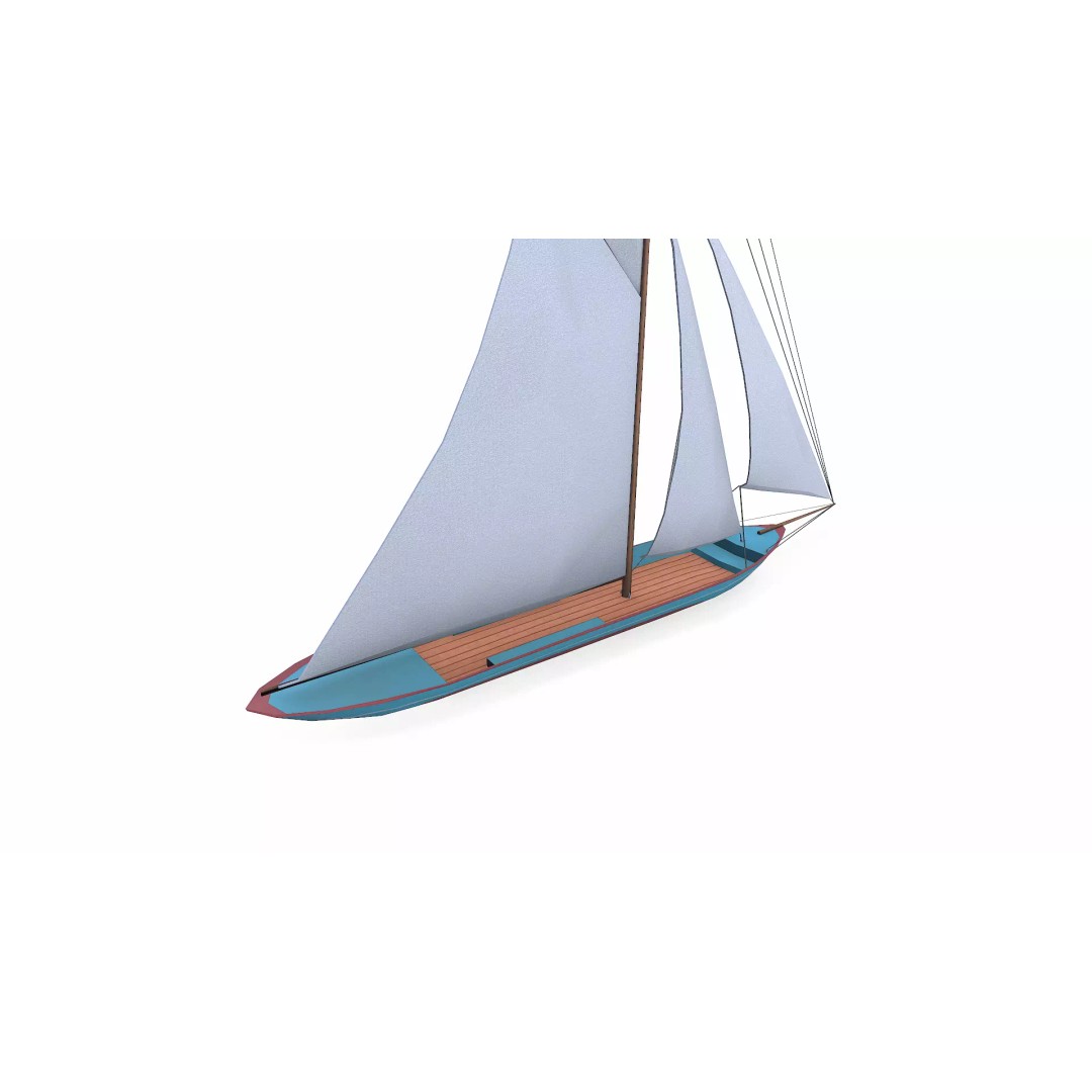 Sailboat 3D Model – Low Poly PBR Game Asset, FBX, OBJ - View 7