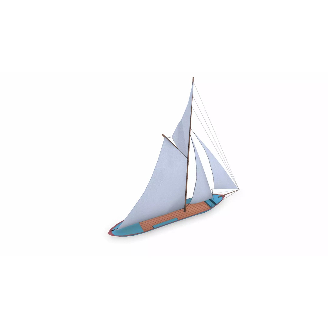 Sailboat 3D Model – Low Poly PBR Game Asset, FBX, OBJ - View 8