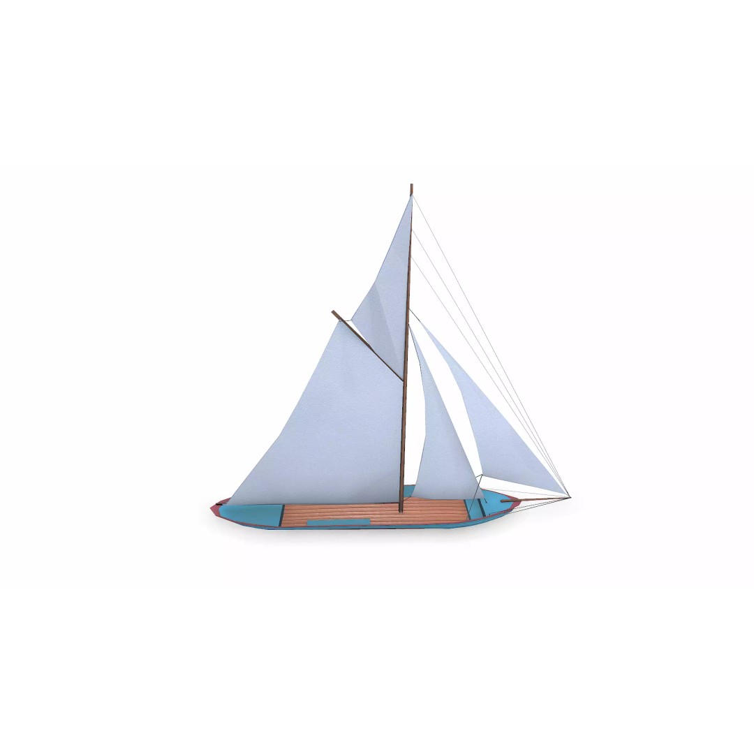 Sailboat 3D Model – Low Poly PBR Game Asset, FBX, OBJ - View 9