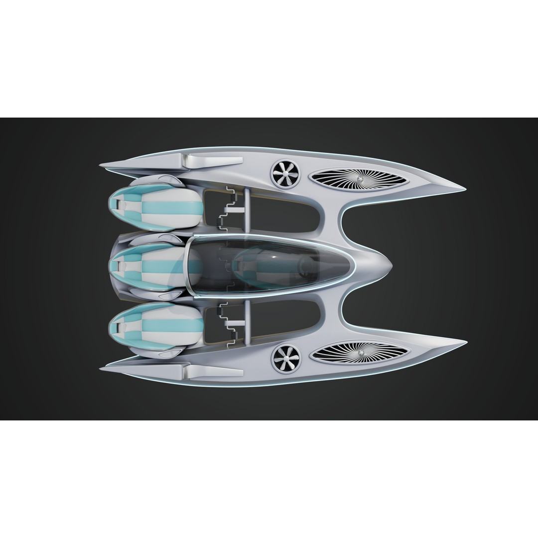 Aerodynamic Multi-Person Pedal Boat 3D Model – PBR, 4K Textures, FBX - View 10