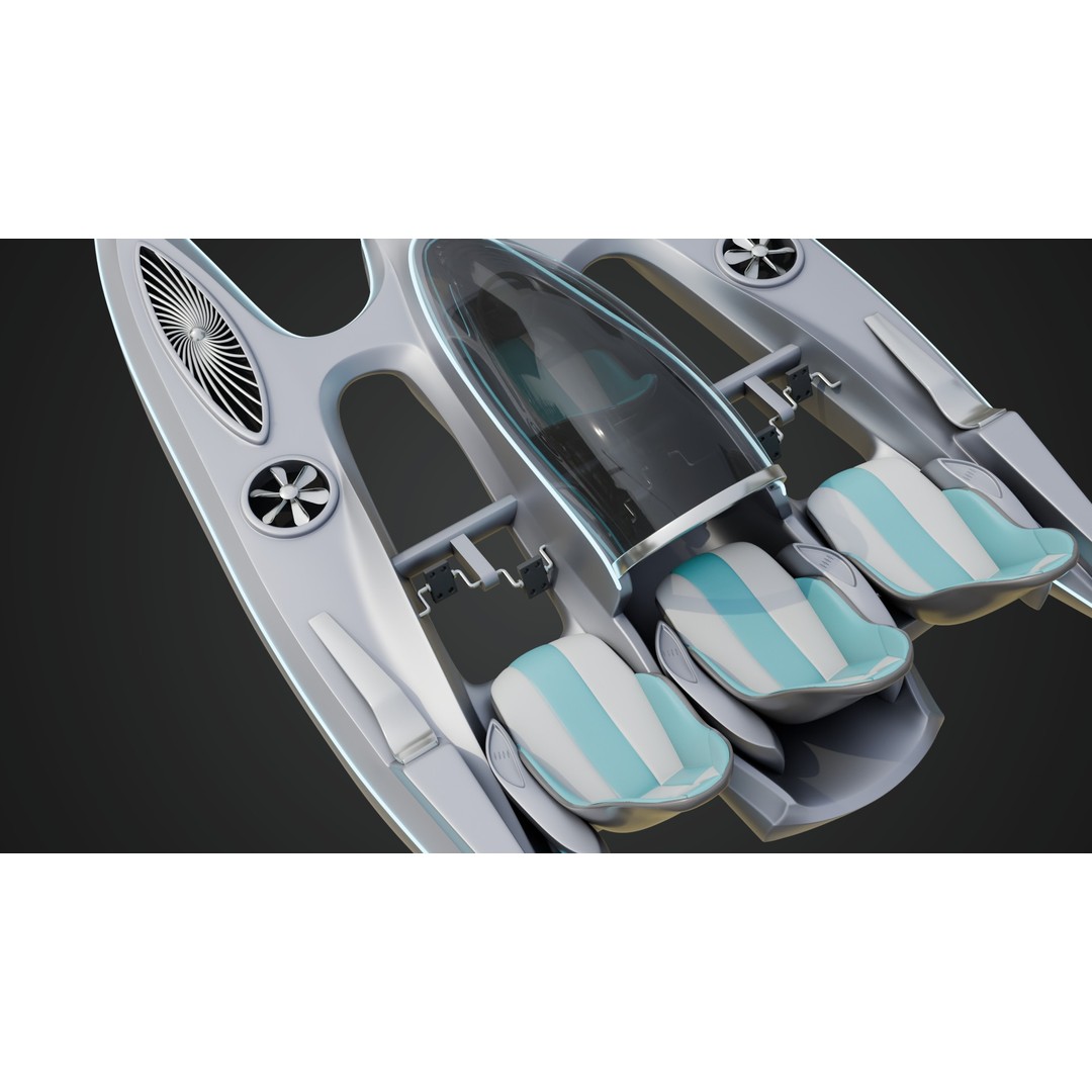 Aerodynamic Multi-Person Pedal Boat 3D Model – PBR, 4K Textures, FBX - View 11