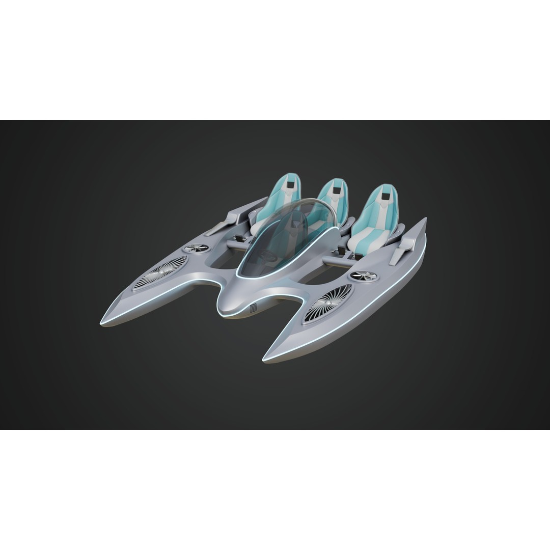 Aerodynamic Multi-Person Pedal Boat 3D Model – PBR, 4K Textures, FBX - View 3