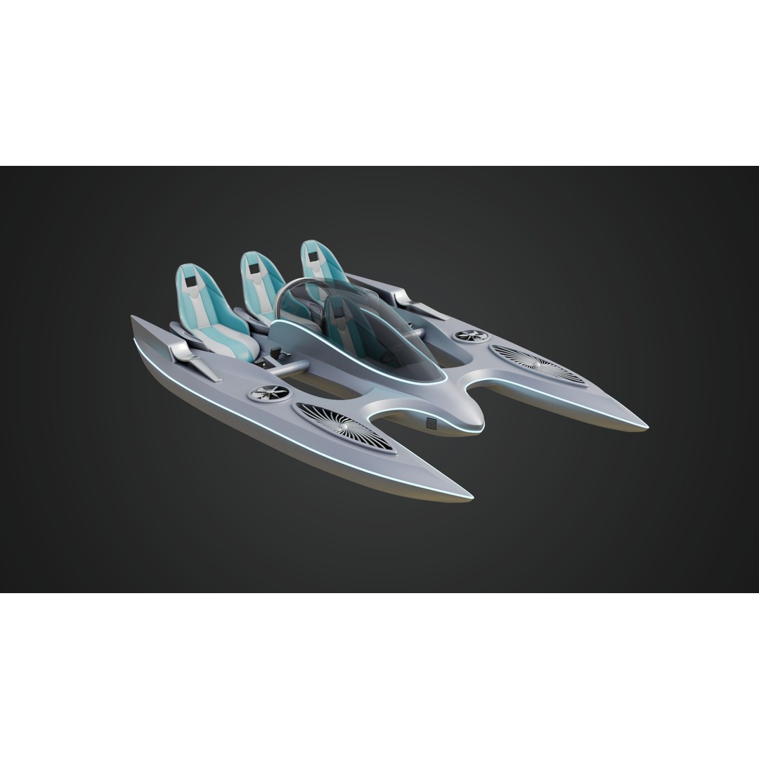 Aerodynamic Multi-Person Pedal Boat 3D Model – PBR, 4K Textures, FBX - View 4
