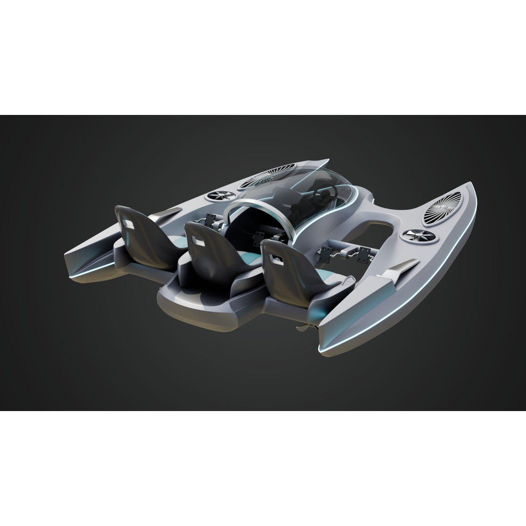 Aerodynamic Multi-Person Pedal Boat 3D Model – PBR, 4K Textures, FBX - View 6