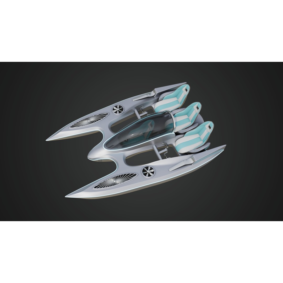 Aerodynamic Multi-Person Pedal Boat 3D Model – PBR, 4K Textures, FBX - View 9