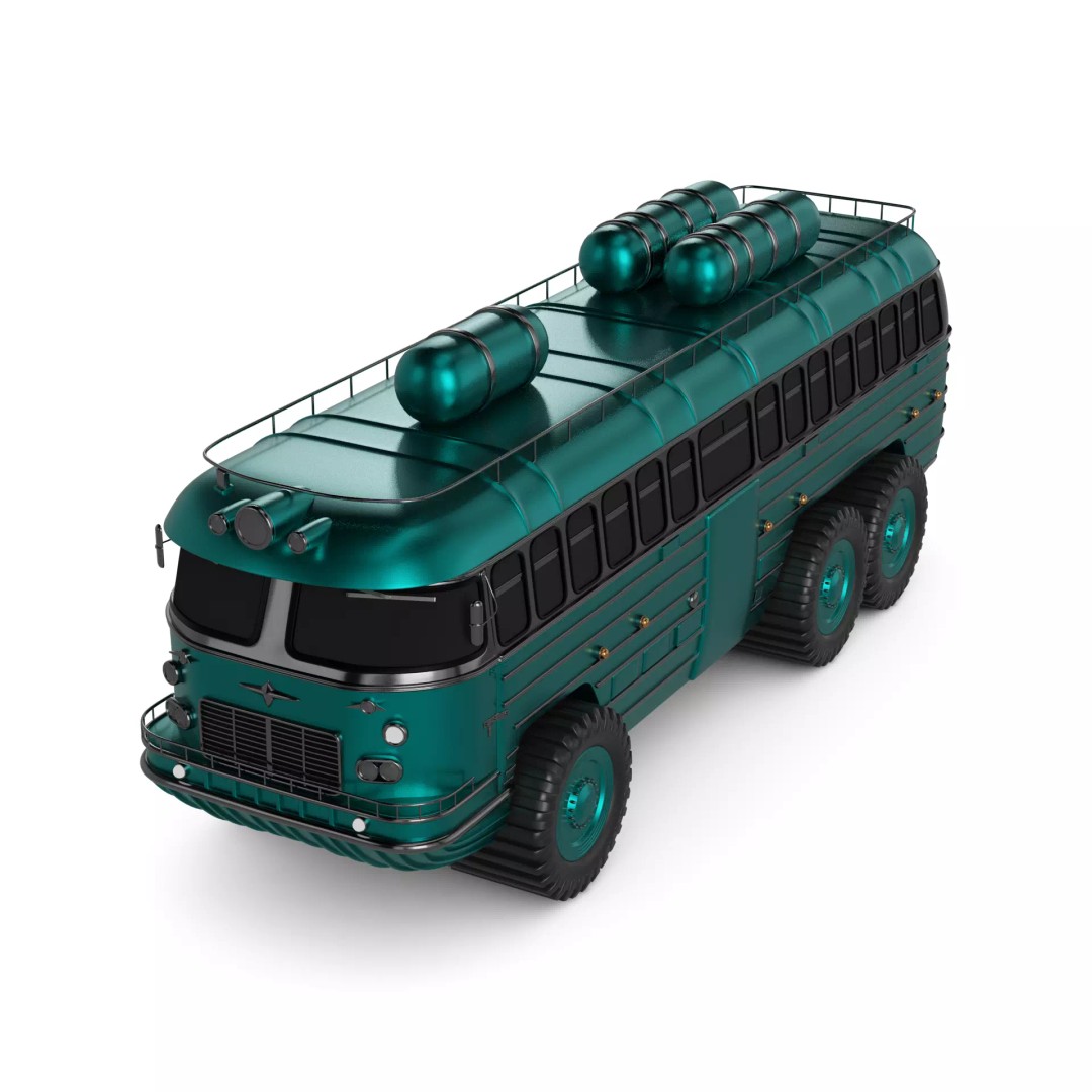 Amphibious Bus 3D Model – Retro-Futuristic Design, FBX & PBR