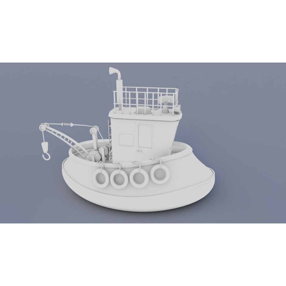 Old Tug Boat 3D Model – High-Quality Cartoon Vessel for Animation - View 10