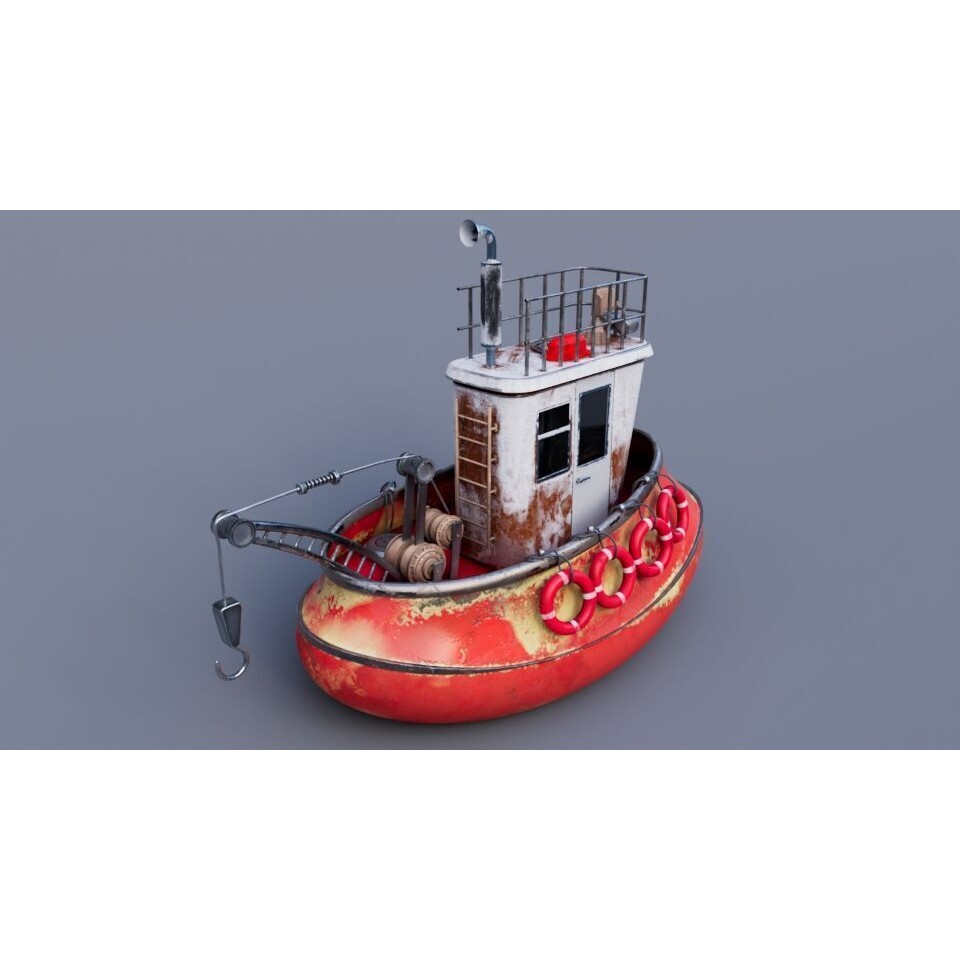 Old Tug Boat 3D Model – High-Quality Cartoon Vessel for Animation - View 5
