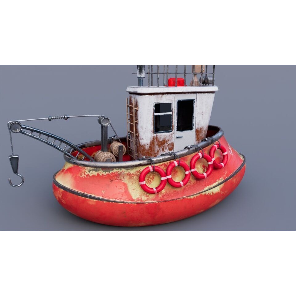 Old Tug Boat 3D Model – High-Quality Cartoon Vessel for Animation - View 7