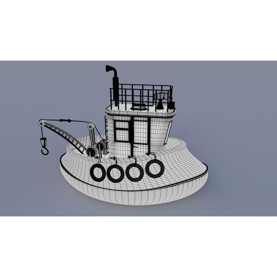Old Tug Boat 3D Model – High-Quality Cartoon Vessel for Animation - View 8