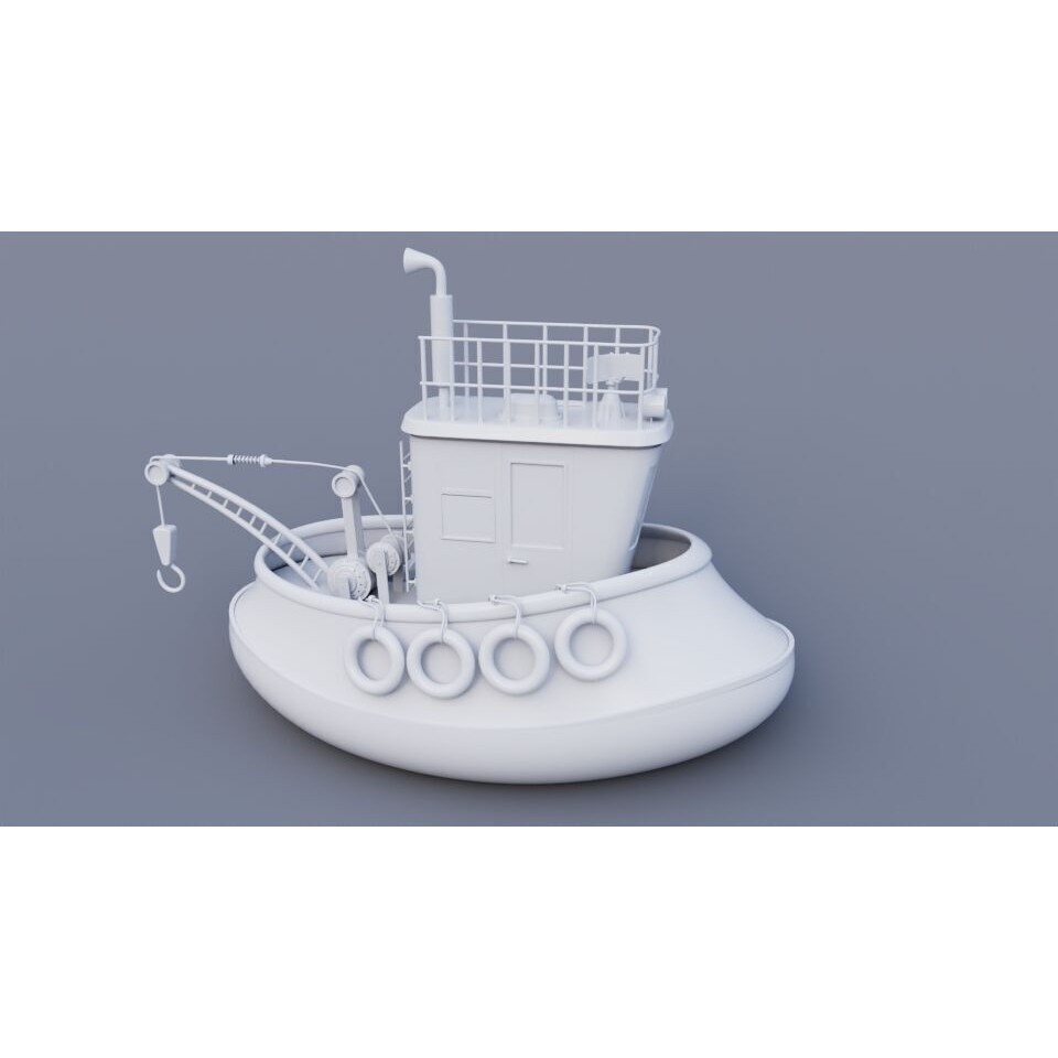 Old Tug Boat 3D Model – High-Quality Cartoon Vessel for Animation - View 9