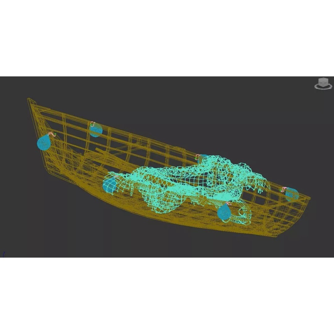Old Wooden Fishing Rowboat 3D Model – Rustic Maritime Asset, FBX