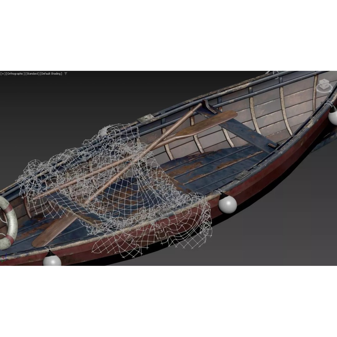 Old Wooden Fishing Rowboat 3D Model – Rustic Maritime Asset, FBX - View 10