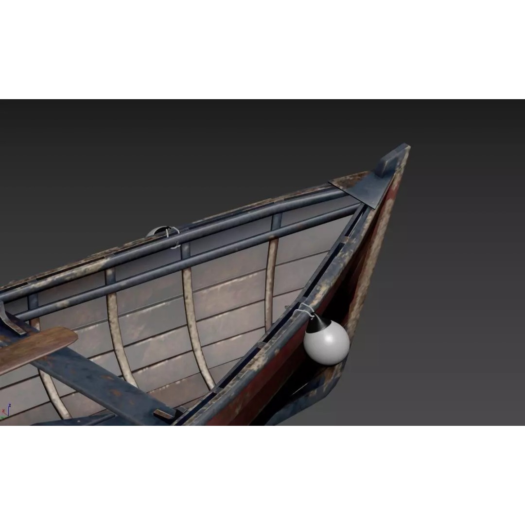 Old Wooden Fishing Rowboat 3D Model – Rustic Maritime Asset, FBX - View 11