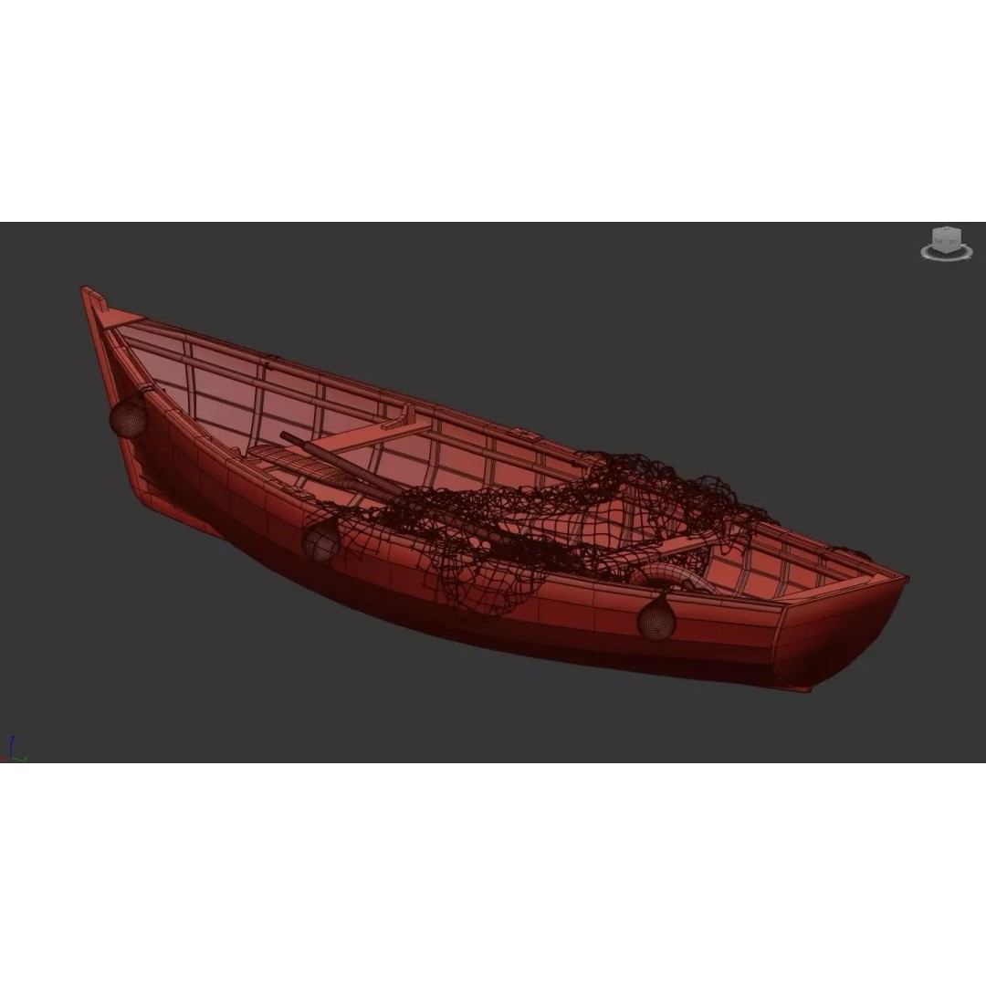 Old Wooden Fishing Rowboat 3D Model – Rustic Maritime Asset, FBX - View 4