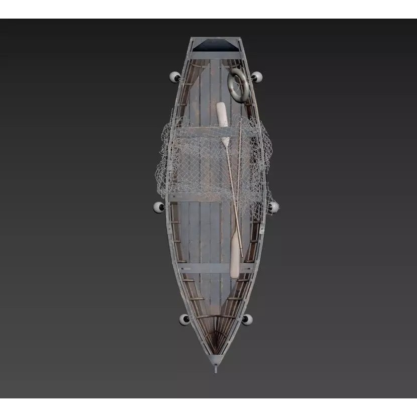 Old Wooden Fishing Rowboat 3D Model – Rustic Maritime Asset, FBX - View 7