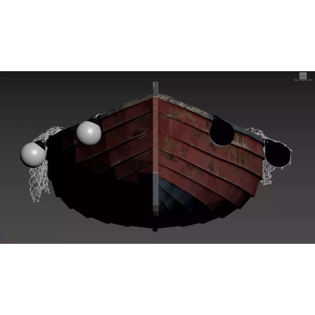 Old Wooden Fishing Rowboat 3D Model – Rustic Maritime Asset, FBX - View 8