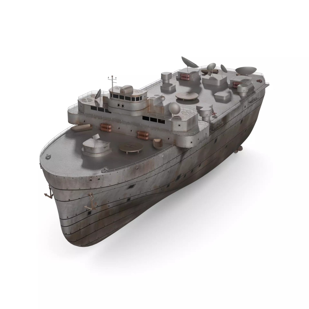Landing Ship 3D Model – Rugged Military Watercraft, FBX, PBR Textures