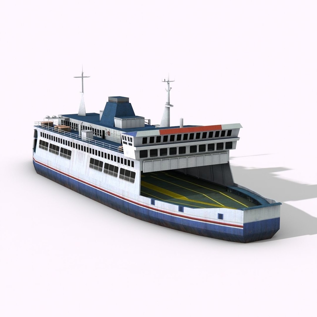 Cruise Ship 3D Model – Low Poly Watercraft Collection, FBX, OBJ - View 15