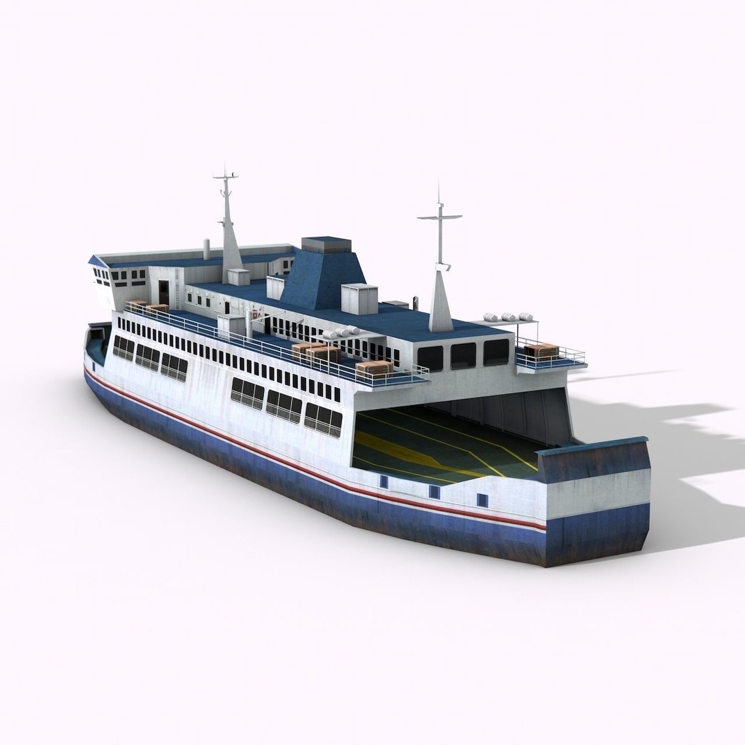 Cruise Ship 3D Model – Low Poly Watercraft Collection, FBX, OBJ - View 16