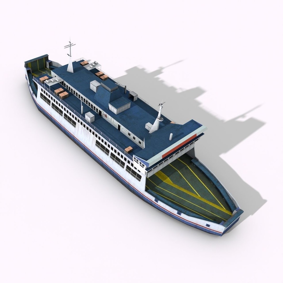 Cruise Ship 3D Model – Low Poly Watercraft Collection, FBX, OBJ - View 17